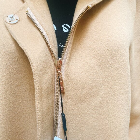 Women’s Long Camel Wool Coat with Hood Winter Overcoat - Picture 3 of 7